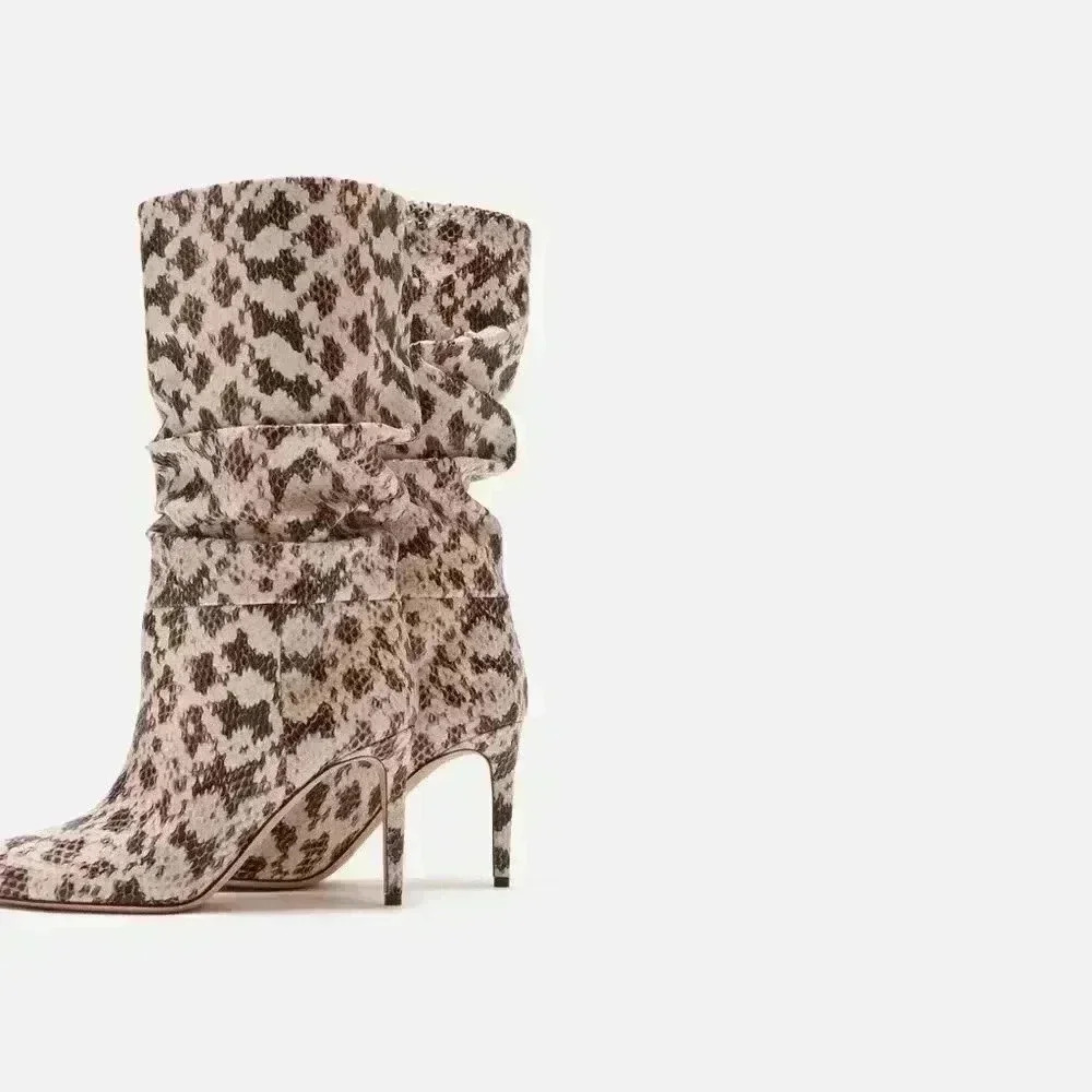 New Paris Texas Python Printed Leather Slouchy Bo… - image 3